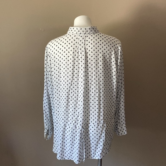 Per se White And Black Arrow Plus Size 1X Long Sleeve Buttoned Down Shirt Blouse - Picture 4 of 8